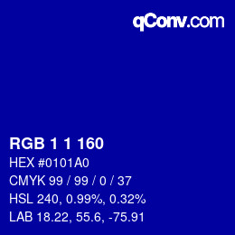 Color code: RGB 1 1 160 | qconv.com