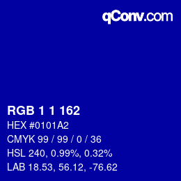 カラーコード: RGB 1 1 162 | qconv.com
