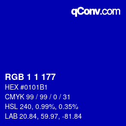 カラーコード: RGB 1 1 177 | qconv.com