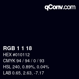 カラーコード: RGB 1 1 18 | qconv.com