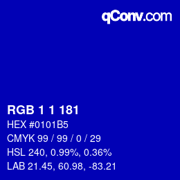Código de color: RGB 1 1 181 | qconv.com
