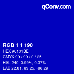 Farbcode: RGB 1 1 190 | qconv.com
