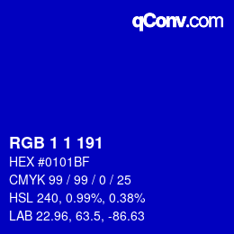 Farbcode: RGB 1 1 191 | qconv.com
