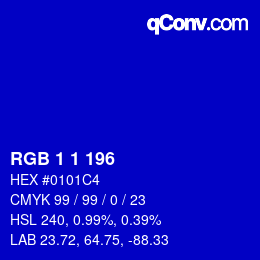 Farbcode: RGB 1 1 196 | qconv.com