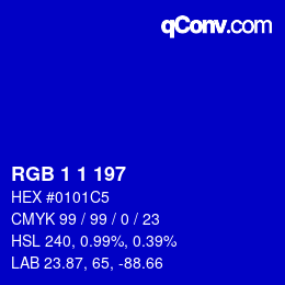 Farbcode: RGB 1 1 197 | qconv.com