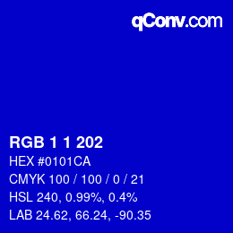カラーコード: RGB 1 1 202 | qconv.com