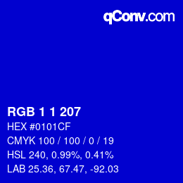 Farbcode: RGB 1 1 207 | qconv.com