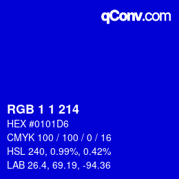 カラーコード: RGB 1 1 214 | qconv.com