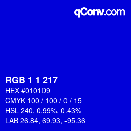 Farbcode: RGB 1 1 217 | qconv.com