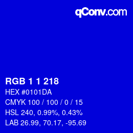 Farbcode: RGB 1 1 218 | qconv.com