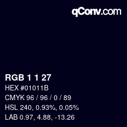 カラーコード: RGB 1 1 27 | qconv.com