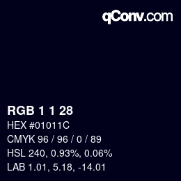 カラーコード: RGB 1 1 28 | qconv.com