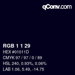 Farbcode: RGB 1 1 29 | qconv.com