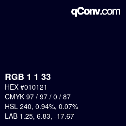 Farbcode: RGB 1 1 33 | qconv.com