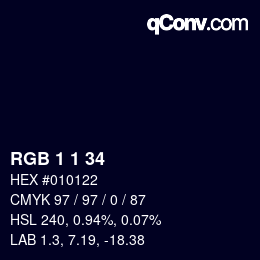 Farbcode: RGB 1 1 34 | qconv.com