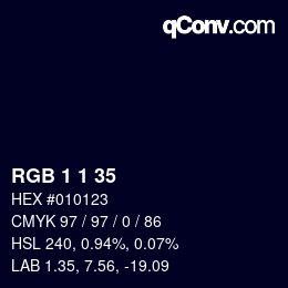 颜色代码: RGB 1 1 35 | qconv.com