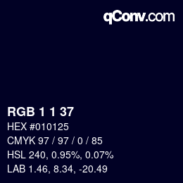 Farbcode: RGB 1 1 37 | qconv.com