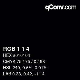 Código de color: RGB 1 1 4 | qconv.com