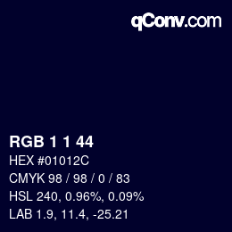 カラーコード: RGB 1 1 44 | qconv.com