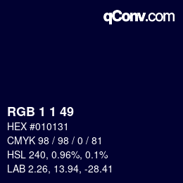 颜色代码: RGB 1 1 49 | qconv.com