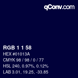 Farbcode: RGB 1 1 58 | qconv.com