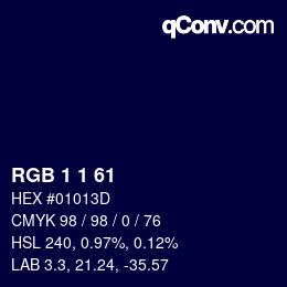 カラーコード: RGB 1 1 61 | qconv.com