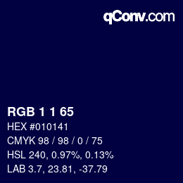 Color code: RGB 1 1 65 | qconv.com