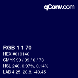 カラーコード: RGB 1 1 70 | qconv.com