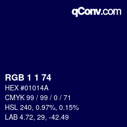 カラーコード: RGB 1 1 74 | qconv.com