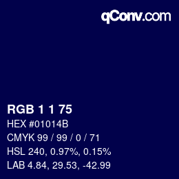 Color code: RGB 1 1 75 | qconv.com