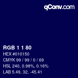 Color code: RGB 1 1 80 | qconv.com