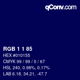 カラーコード: RGB 1 1 85 | qconv.com