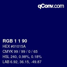 Color code: RGB 1 1 90 | qconv.com