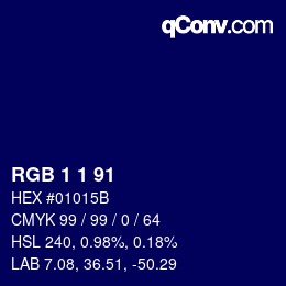 颜色代码: RGB 1 1 91 | qconv.com