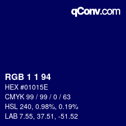 Farbcode: RGB 1 1 94 | qconv.com