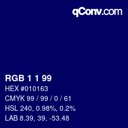カラーコード: RGB 1 1 99 | qconv.com