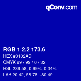カラーコード: RGB 1 2.2 173.6 | qconv.com
