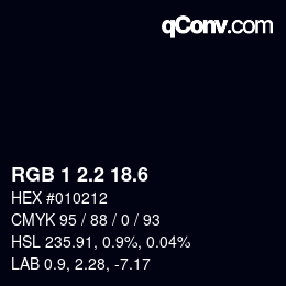 カラーコード: RGB 1 2.2 18.6 | qconv.com
