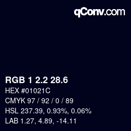 カラーコード: RGB 1 2.2 28.6 | qconv.com