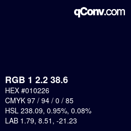 カラーコード: RGB 1 2.2 38.6 | qconv.com