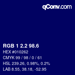 カラーコード: RGB 1 2.2 98.6 | qconv.com