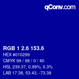 カラーコード: RGB 1 2.6 153.6 | qconv.com