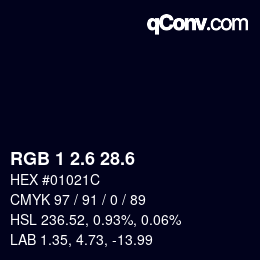 カラーコード: RGB 1 2.6 28.6 | qconv.com