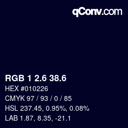 カラーコード: RGB 1 2.6 38.6 | qconv.com
