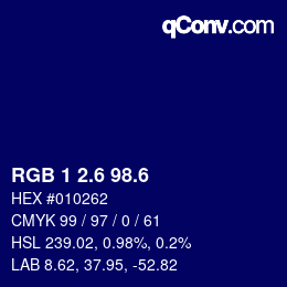 カラーコード: RGB 1 2.6 98.6 | qconv.com