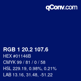 カラーコード: RGB 1 20.2 107.6 | qconv.com