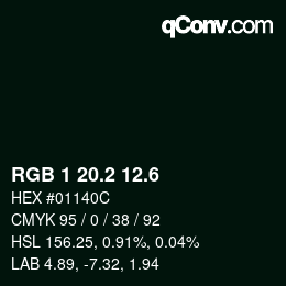 カラーコード: RGB 1 20.2 12.6 | qconv.com
