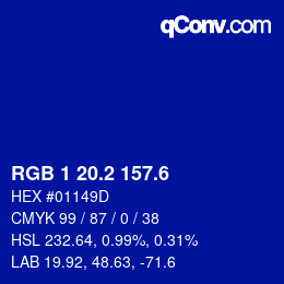カラーコード: RGB 1 20.2 157.6 | qconv.com