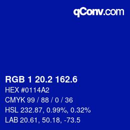 カラーコード: RGB 1 20.2 162.6 | qconv.com