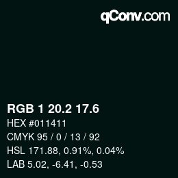 カラーコード: RGB 1 20.2 17.6 | qconv.com